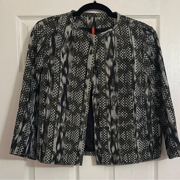 Piazza Sempione Black and Gray Patterned Blazer sz 10 - Picture 1 of 10